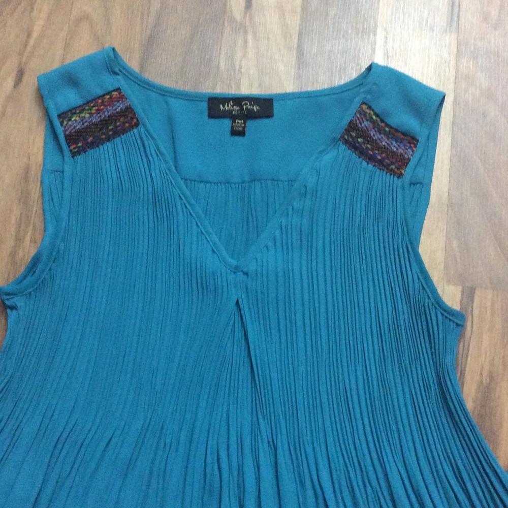 Melissa Paige Teal Sleeveless Blouse - Picture 3 of 6